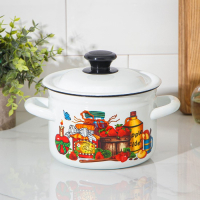 Кастрюля эмалированная, 2 л, индукция, деколь МИКС, цвет белый Кастрюля эмалированная, 2 л, индукция, деколь МИКС, цвет белый