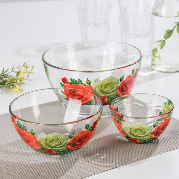 Набор салатников &laquo;Цветник&raquo;, 3 шт: 215 мл, d=11 см; 450 мл, d=15,8 см; 925 мл, d=18,8 см, МИКС