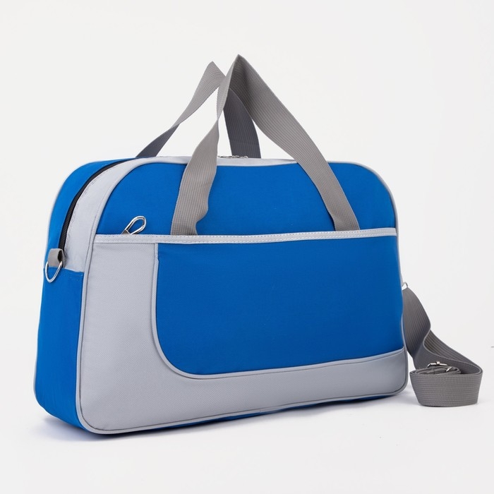 Сумка спортивная на молнии, наружный карман, средний размер, цвет серый/синий Сумка спортивная на молнии, наружный карман, средний размер, цвет серый/синий