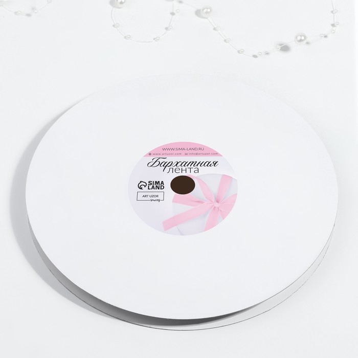 Лента бархатная, с золотым люрексом, 10 мм, 18 &plusmn; 1 м, цвет коричневый №119