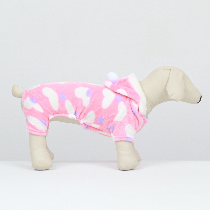 Комбинезон "Любовь" с капюшоном, размер L (ДС 35 см, ОГ 45 см, ОШ 35 см), розовый