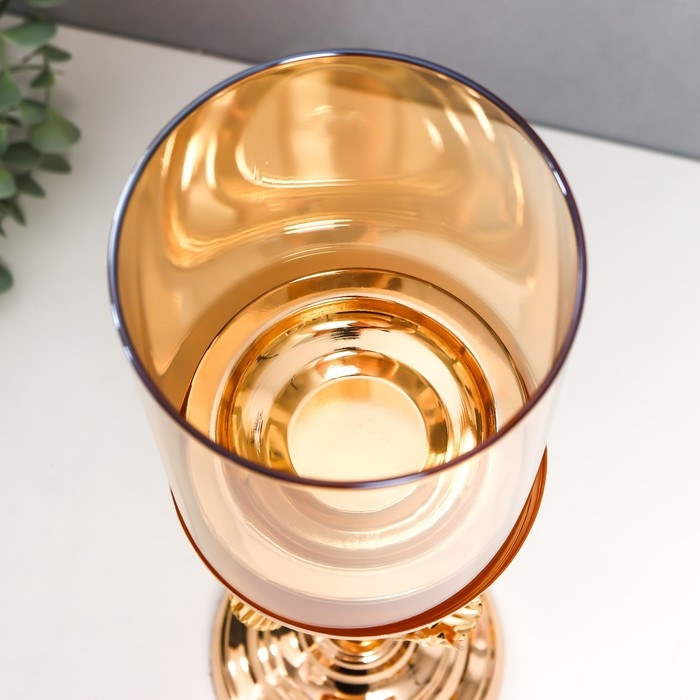 Подсвечник металл, стекло на 1 свечу Подсвечник металл, стекло на 1 свечу "Вилас" d-8 см, золото 11,5х11,5х36,5 см