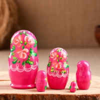 Матрёшка &laquo;Розочки&raquo;,  розовое платье, 5 кукольная, 10 см