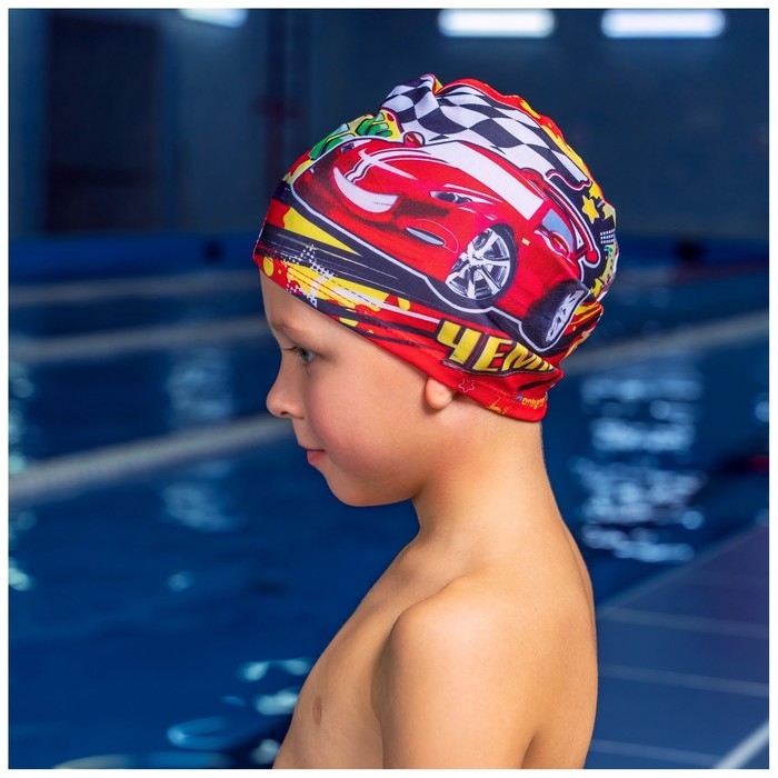 Шапочка для плавания детская ONLYTOP &laquo;Чемпион&raquo;, тканевая, обхват 46-52 см