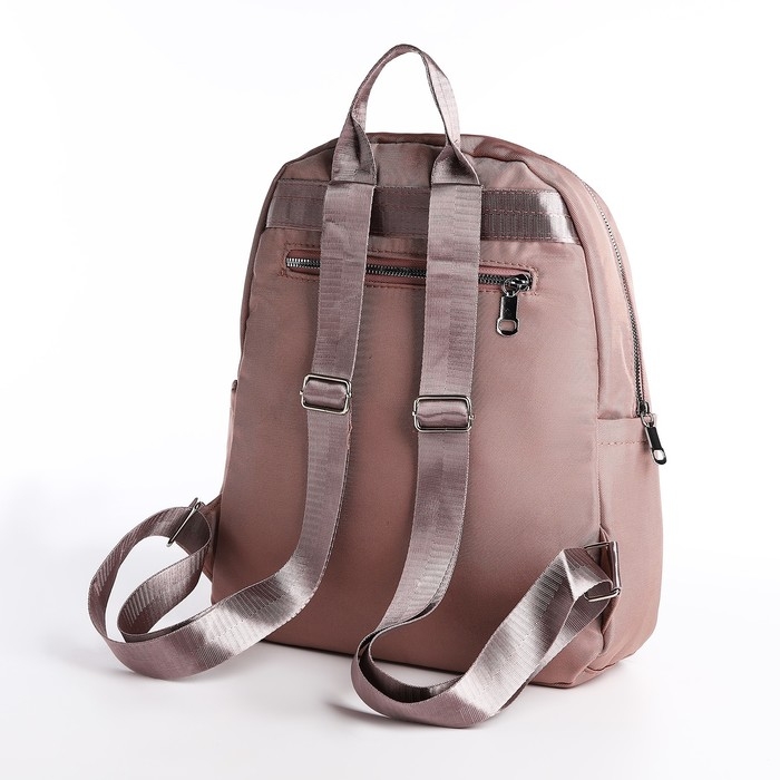 Рюкзак школьный на молнии, 5 наружных карманов, пенал, цвет пудровый Рюкзак школьный на молнии, 5 наружных карманов, пенал, цвет пудровый