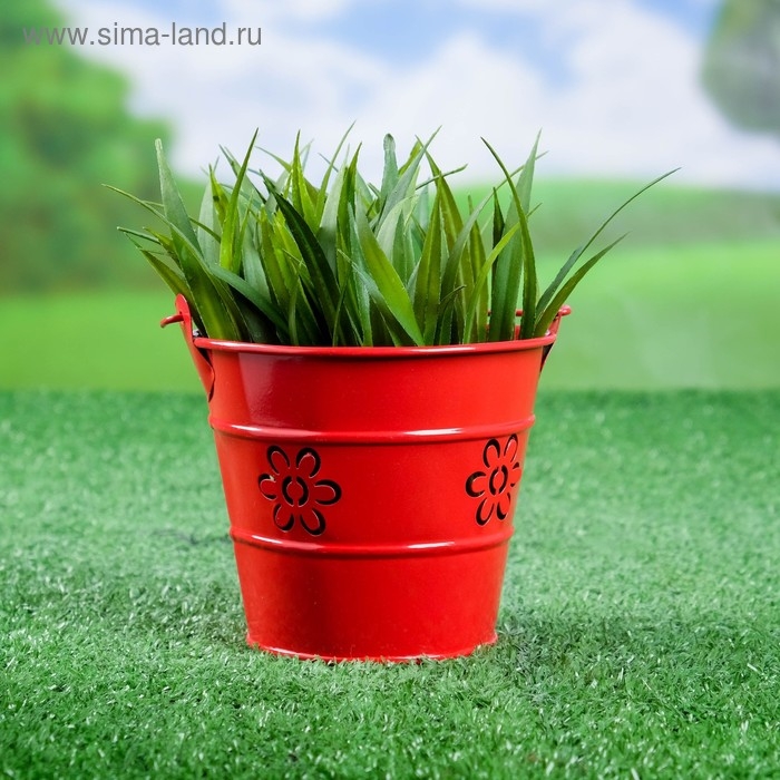 Кашпо Кашпо "Ведерко Леви" красное, 10х10х10см