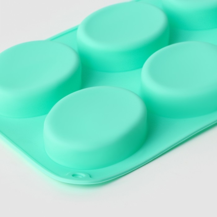 Форма для выпечки Доляна &laquo;Фигуры. Овал&raquo;, силикон, 28&times;16&times;2 см, 6 ячеек, цвет МИКС