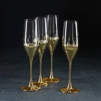 Набор стеклянных бокалов для шампанского &laquo;Электрическое золото&raquo;, 160 мл, 4 шт