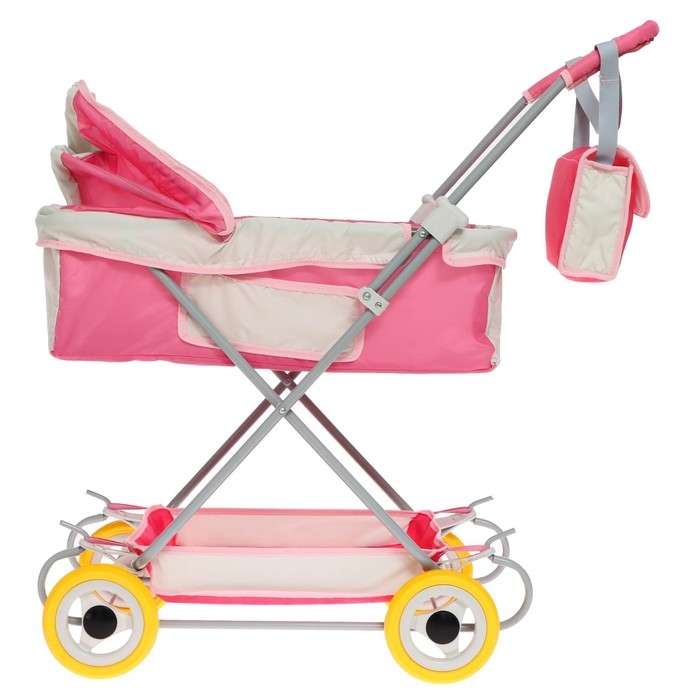 Коляска кукольная №16, цвет розовый с серым Коляска кукольная №16, цвет розовый с серым