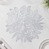 Салфетка сервировочная на стол Доляна Ashberry, d=38 см, цвет серебро