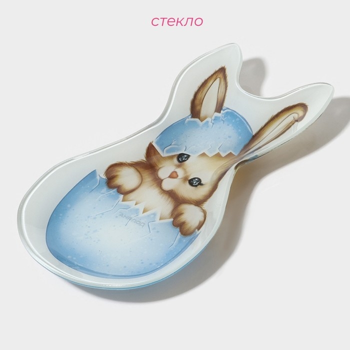 Блюдо стеклянное сервировочное Доляна &laquo;Пасхальный кролик&raquo;, 21&times;13,5&times;1,8 см