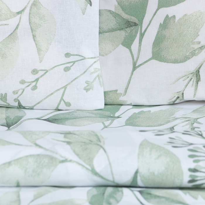Постельное бельё Этель Евро &laquo;Акварельные листья&raquo; 200х215 см, 220х240 см, 70х70 см -2 шт, поплин 125 г/м2