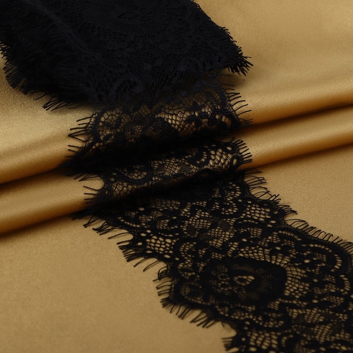 Кружево реснички, 100 мм &times; 9 &plusmn; 0,5 м, в бобине 3 шт по 3 м, цвет чёрный