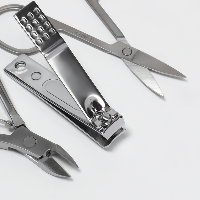 Набор маникюрный «Рептилия», 6 предметов, в футляре, цвет коричневый/чёрный Набор маникюрный «Рептилия», 6 предметов, в футляре, цвет коричневый/чёрный