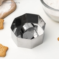 Форма для выкладки Доляна &laquo;Восьмиугольник&raquo;, 7,5&times;4 см, с прессом, толщина 2 мм, нержавеющая сталь