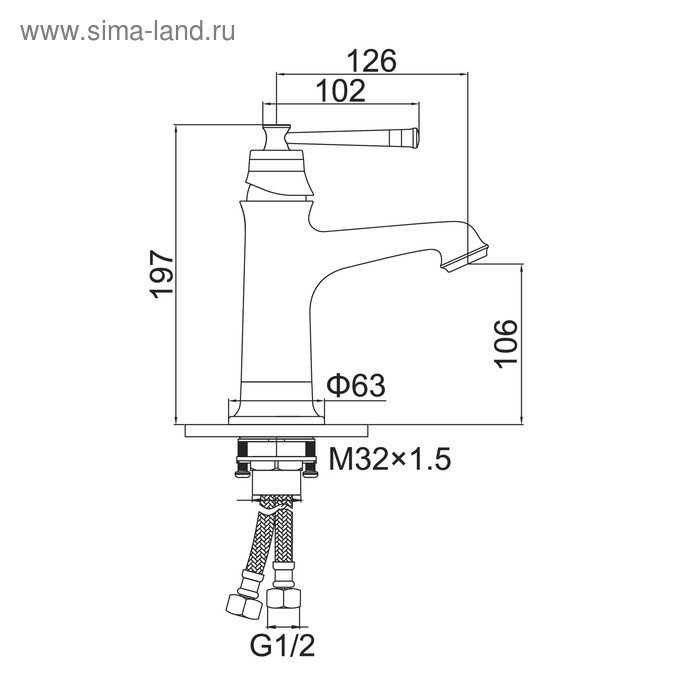 Cмеситель для раковины Accoona A96105W, однорычажный, латунь, цвет золото