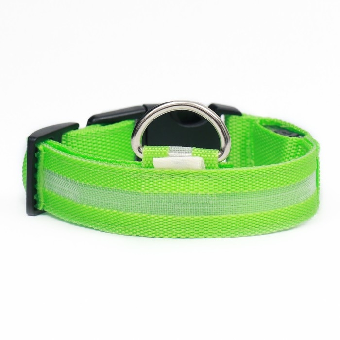 Ошейник с подсветкой, зарядка от USB, размер XS, ОШ 28-38 см, 3 режима, зелёный Ошейник с подсветкой, зарядка от USB, размер XS, ОШ 28-38 см, 3 режима, зелёный