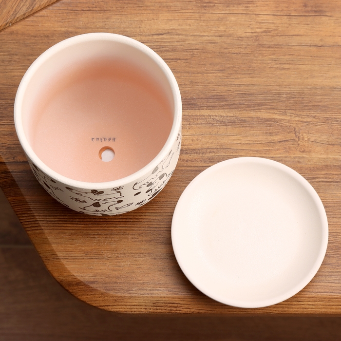 Горшок цветочный Собаки белый бук №1, 0,8 л, d - 12 см