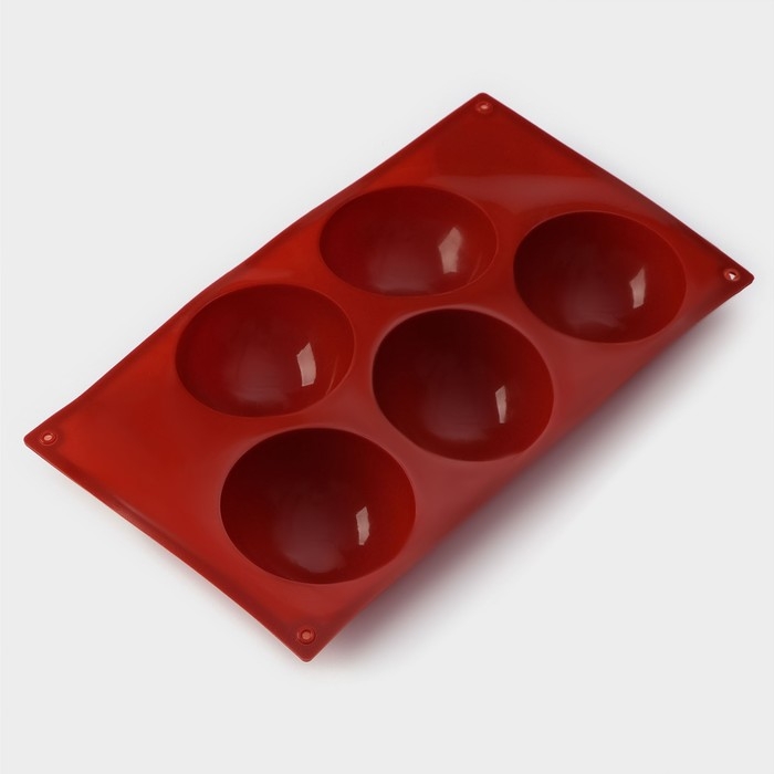 Форма для выпечки Доляна «Полусфера», силикон, 29,5×17 см, 5 ячеек, d=8 см, цвет МИКС Форма для выпечки Доляна «Полусфера», силикон, 29,5×17 см, 5 ячеек, d=8 см, цвет МИКС