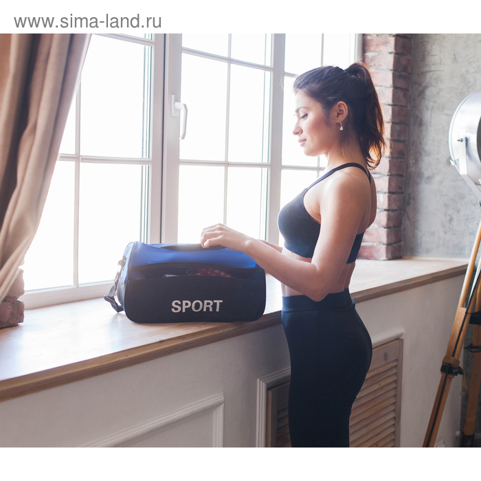 Сумка спортивная на молнии, наружный карман, регулируемый ремень, маленький размер, цвет синий/чёрный Сумка спортивная на молнии, наружный карман, регулируемый ремень, маленький размер, цвет синий/чёрный