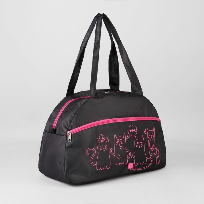 Сумка спортивная женская на молнии, наружный карман, средний размер, цвет чёрный/розовый Сумка спортивная женская на молнии, наружный карман, средний размер, цвет чёрный/розовый