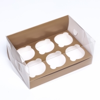 Коробка для 6 капкейков 23,5 х 16 х 10 , Золотая Коробка для 6 капкейков 23,5 х 16 х 10 , Золотая