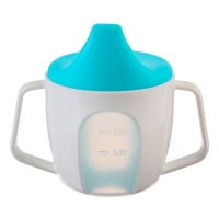 Поильник - чашечка 2 в 1 детский тренировочный, твердый носик, 150 мл., с ручками, цвет голубой Поильник - чашечка 2 в 1 детский тренировочный, твердый носик, 150 мл., с ручками, цвет голубой