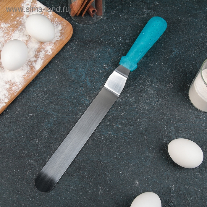 Кондитерская лопатка - палетка изогнутая &laquo;Космос&raquo;, 36 см, рабочая часть 25 см, цвет бирюзовый