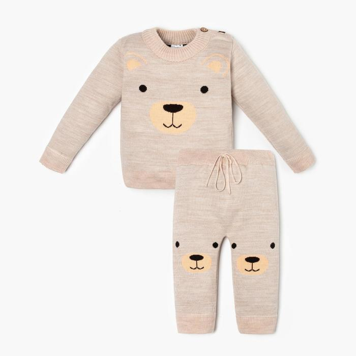 Комплект вязаный Крошка Я &laquo;Мишка&raquo;, рост 86-92 см