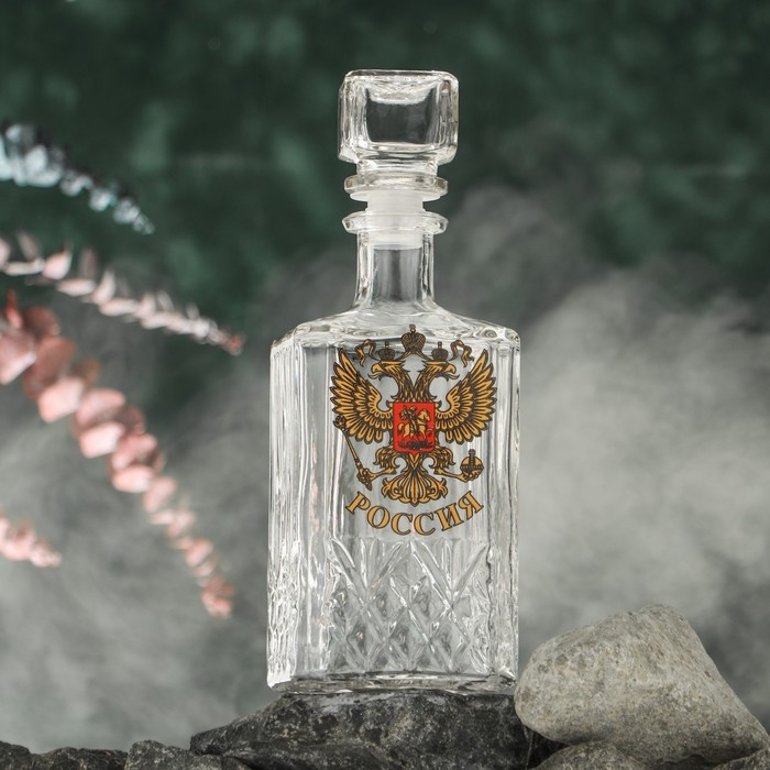 Графин стеклянный &laquo;Герб России&raquo;, 500 мл, форма МИКС