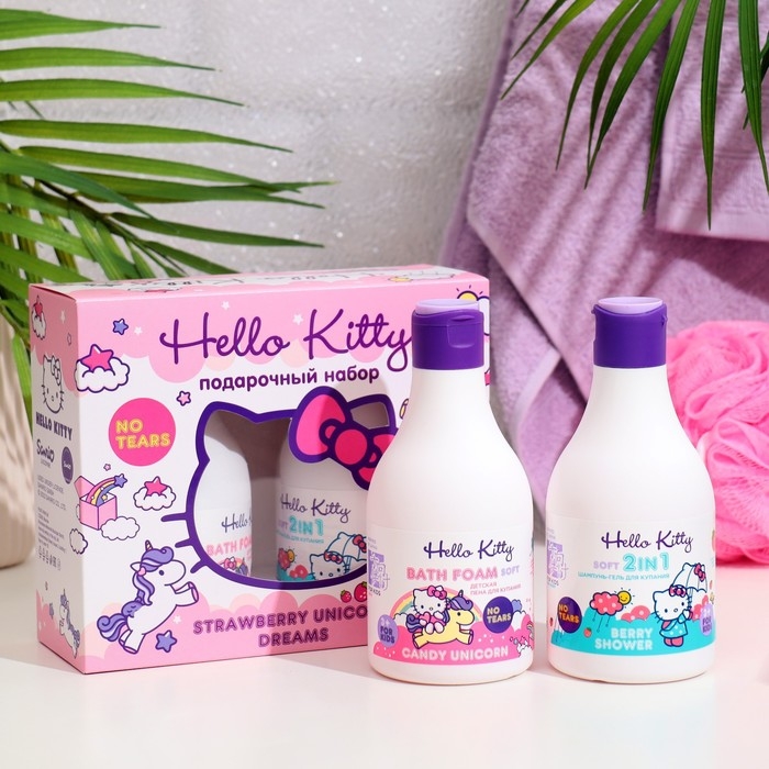 Подарочный набор косметики Hello Kitty Подарочный набор косметики Hello Kitty "Strawberry Unicorn Dreams", 2*250 мл