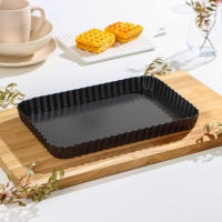 Форма для выпечки Доляна «Жаклин. Рифленый прямоугольник», 31×21×3 см, съёмное дно, антипригарное покрытие, цвет чёрный Форма для выпечки Доляна «Жаклин. Рифленый прямоугольник», 31×21×3 см, съёмное дно, антипригарное покрытие, цвет чёрный