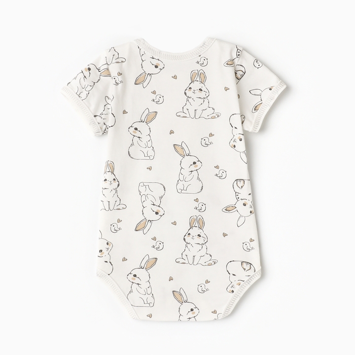 Боди детское с коротким рукавом, цвет белый/зайчики, рост 80