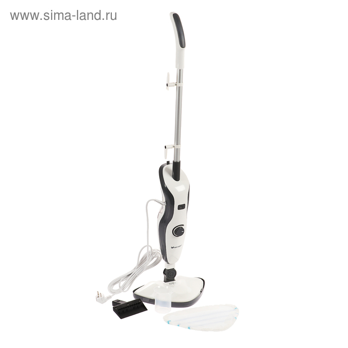 Паровая швабра Kitfort КТ-1006, 1500 Вт, 450 мл, шнур 5 м, черно-белая Паровая швабра Kitfort КТ-1006, 1500 Вт, 450 мл, шнур 5 м, черно-белая