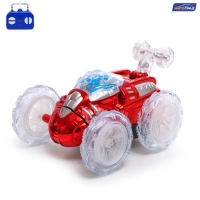 Машина-перевёртыш радиоуправляемая &laquo;Трюк&raquo;, работает от батареек, световые эффекты, цвет красный