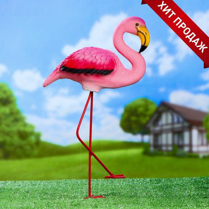 Садовая фигура Садовая фигура "Розовый фламинго" 23х14х49см