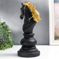 Сувенир полистоун "Шахматная фигура - Конь" чёрный с золотом МИКС 27х11,4х14,2 см