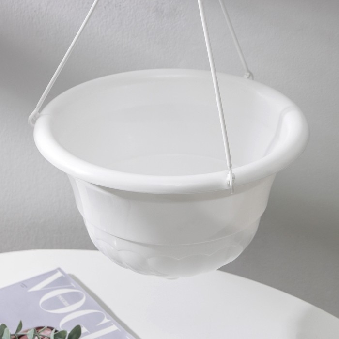 Кашпо для цветов подвесное «Грация», 4,5 л, пластик, цвет белый Кашпо для цветов подвесное «Грация», 4,5 л, пластик, цвет белый