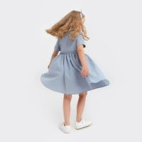 Платье для девочки с воротником KAFTAN, размер 34 (122-128), цвет серо-голубой