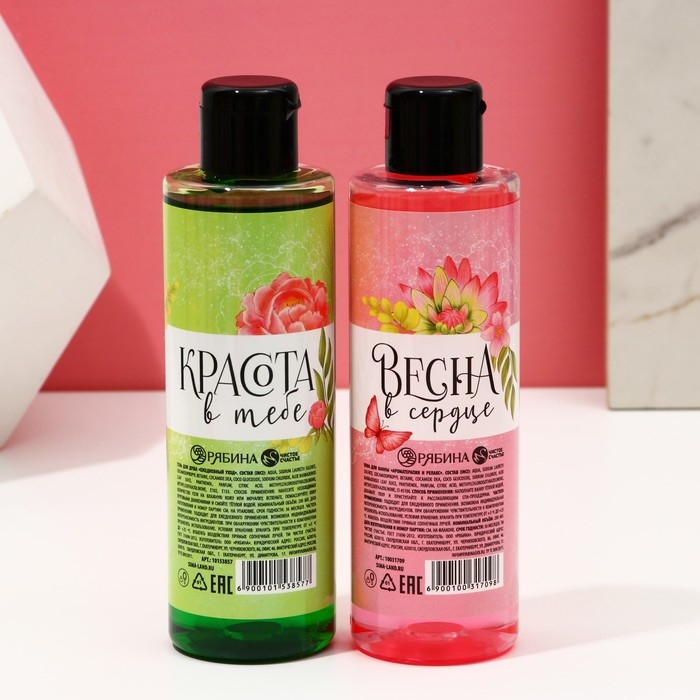 Подарочный набор косметики &laquo;Красота в тебе&raquo;, гель для душа 200 мл и пена для ванны 200 мл, ЧИСТОЕ СЧАСТЬЕ