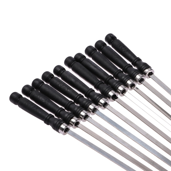 Набор шампуров 10 шт, ручка - пластик, 40 см, ширина - 6 мм, толщина - 1.6 мм, черный Набор шампуров 10 шт, ручка - пластик, 40 см, ширина - 6 мм, толщина - 1.6 мм, черный