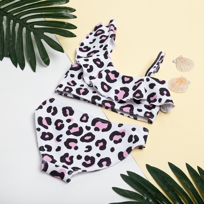 Купальник для девочки KAFTAN &laquo;Леопард&raquo;, белый, рост 98-104 (30)