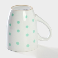 Кружка керамическая Доляна &laquo;Горох&raquo;, 340 мл, цвет мятный