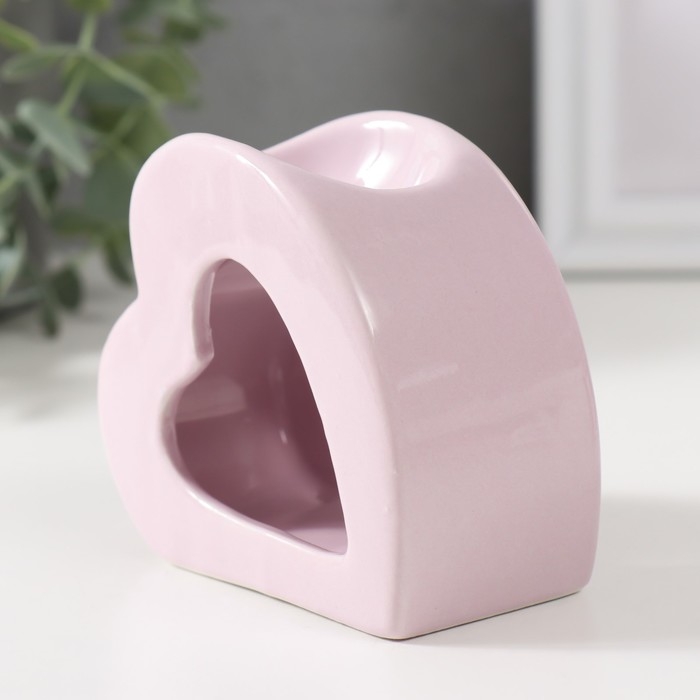 Аромалампа керамика "Сердце" сиреневая 9х4,8х8 см