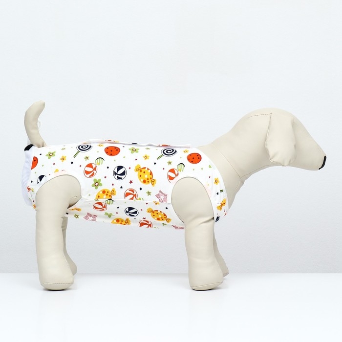 Попона послеоперационная, размер M (ОГ 20-26, ОГ 34-40, ДС 28 см), леденцы