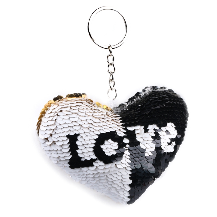 Мягкая игрушка «Сердечко» с пайетками, на брелоке, 10 см, цвет белый Мягкая игрушка «Сердечко» с пайетками, на брелоке, 10 см, цвет белый