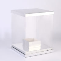 Коробка для цветов с вазой и PVC окнами складная, 23 х 30 х 23 см, серебро Коробка для цветов с вазой и PVC окнами складная, 23 х 30 х 23 см, серебро