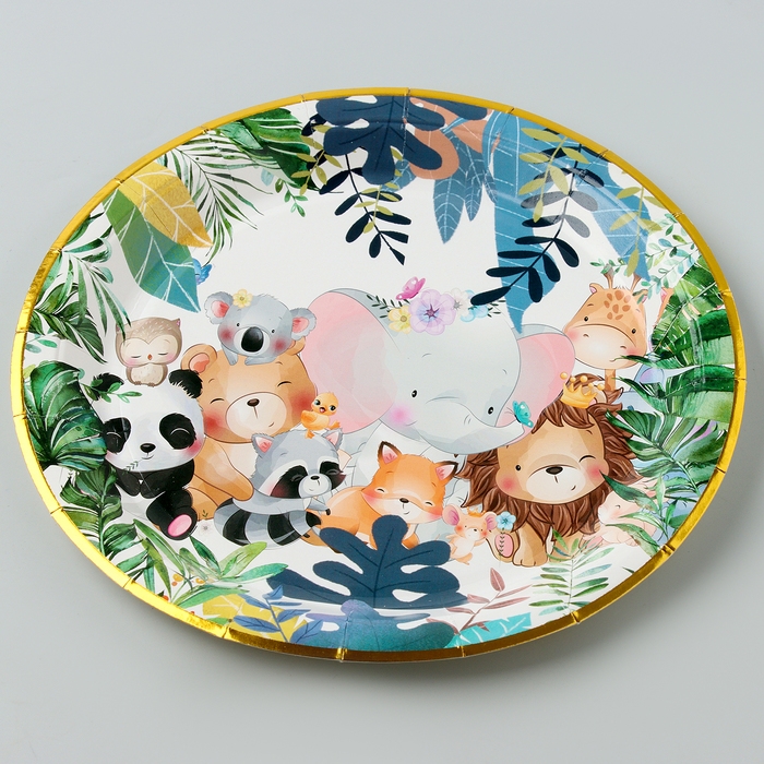 Тарелки бумажные &laquo;Зверята&raquo; с тиснением, 6 шт