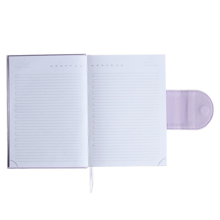 Ежедневник недатированный A5, 160 листов, deVENTE.Contea, твёрдая обложка из искусственной кожи с поролоном, блок 70 г/м2, сиреневый