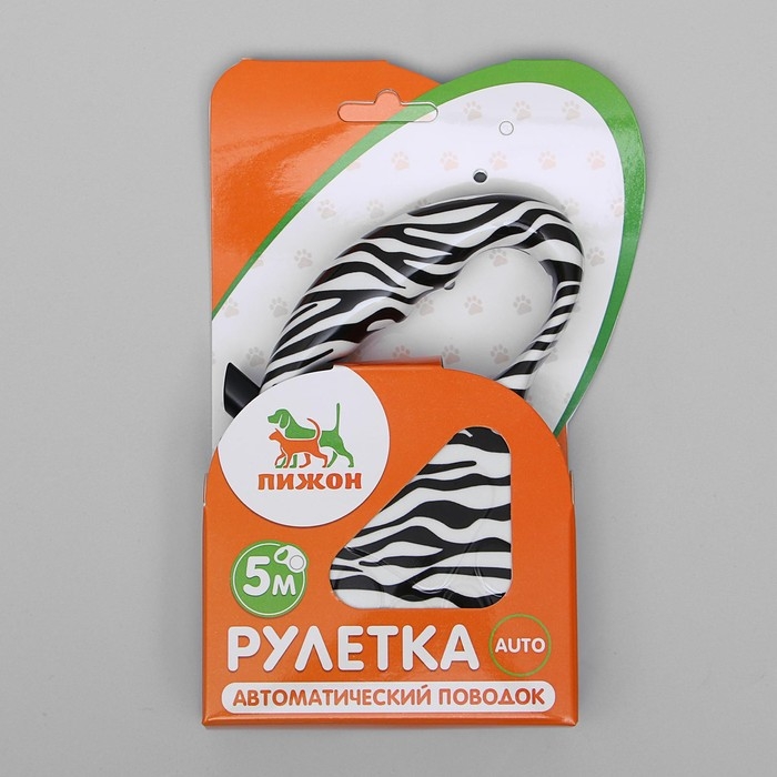 Рулетка Рулетка "Лапа", 5 м, до 35 кг, принт зебра